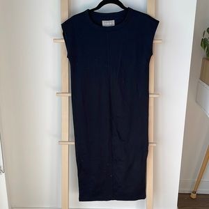The Luxe Cotton Tee Side Slit Dress - Everlane Black XXS